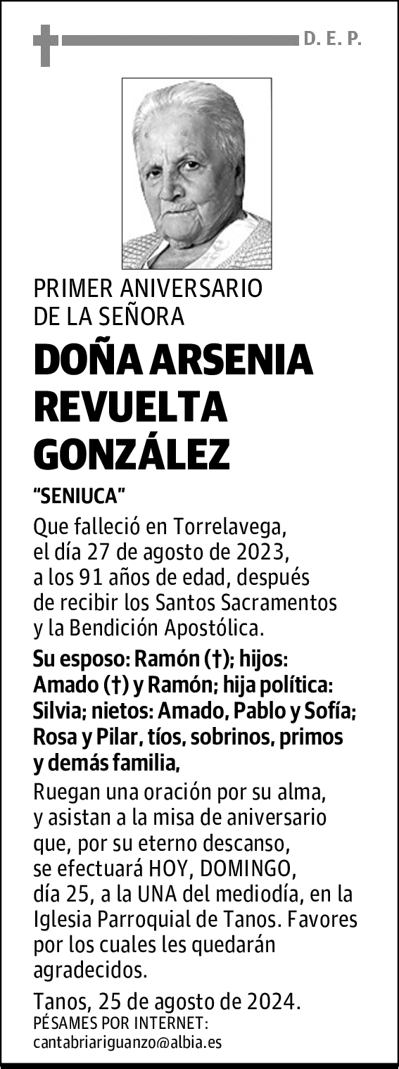 DOÑA ARSENIA REVUELTA GONZÁLEZ