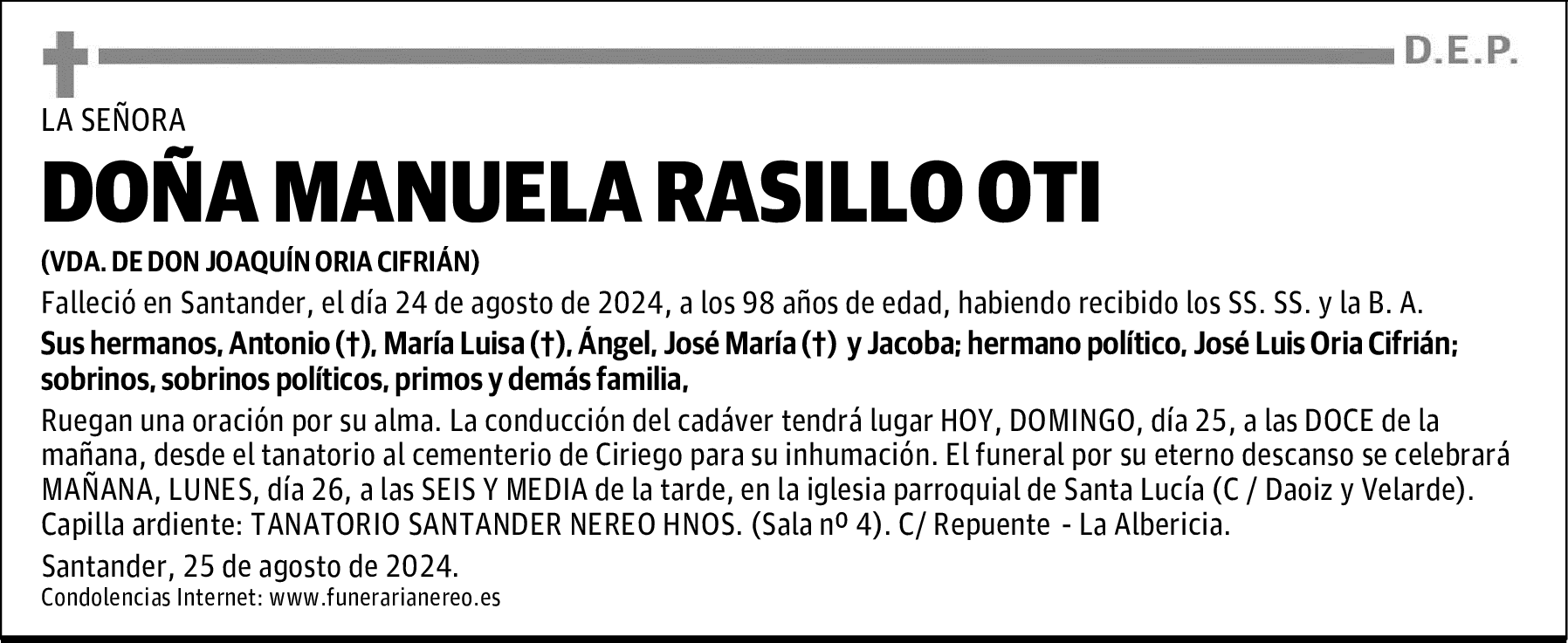 DOÑA MANUELA RASILLO OTI