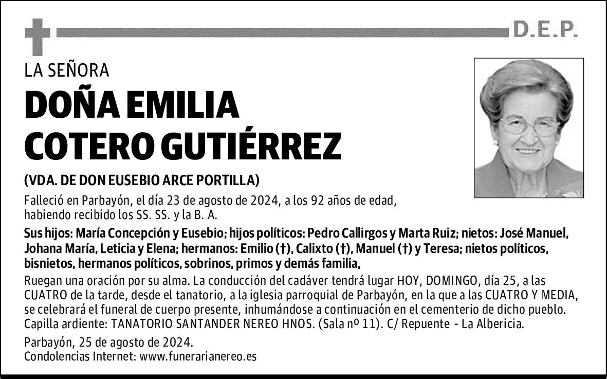 DOÑA EMILIA COTERO GUTIÉRREZ