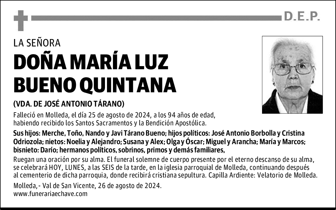 DOÑA MARÍA LUZ BUENO QUINTANA