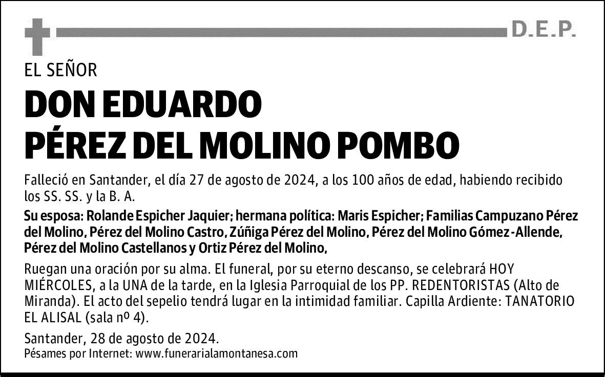 DON EDUARDO PÉREZ DEL MOLINO POMBO