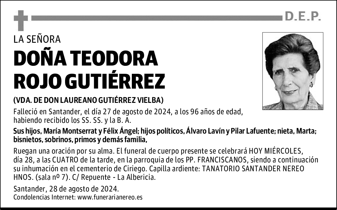 DOÑA TEODORA ROJO GUTIÉRREZ