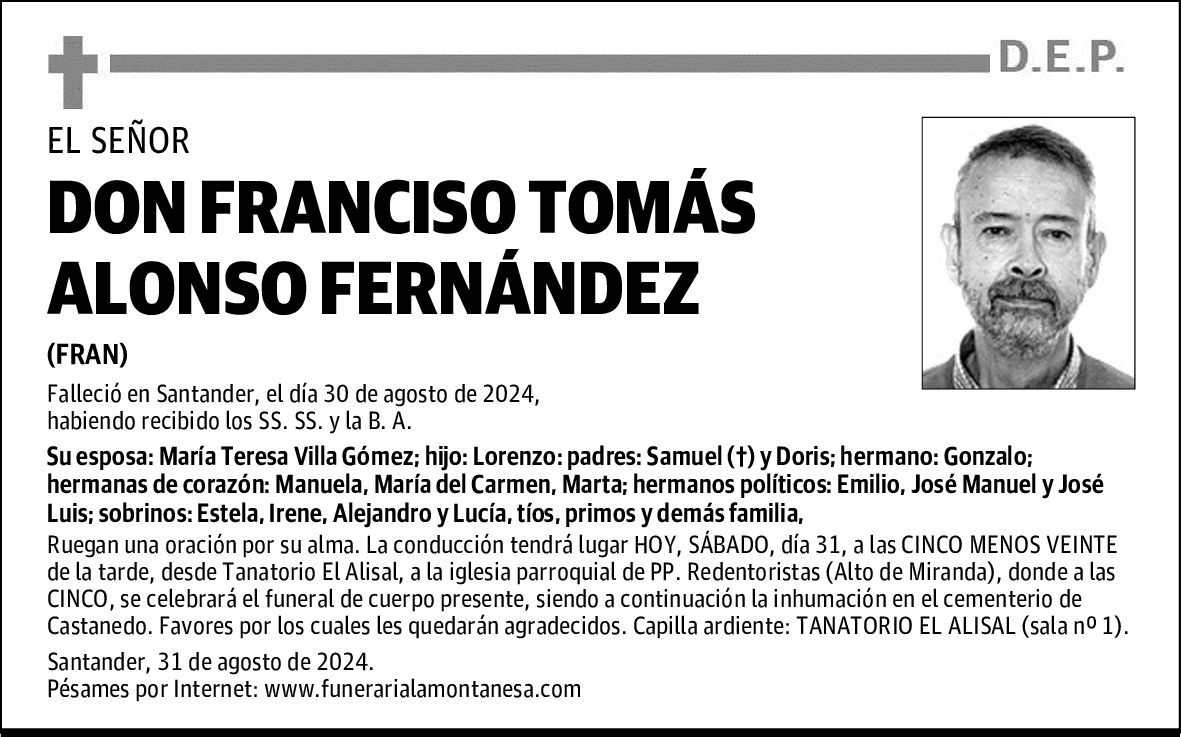 DON FRANCISO TOMÁS ALONSO FERNÁNDEZ