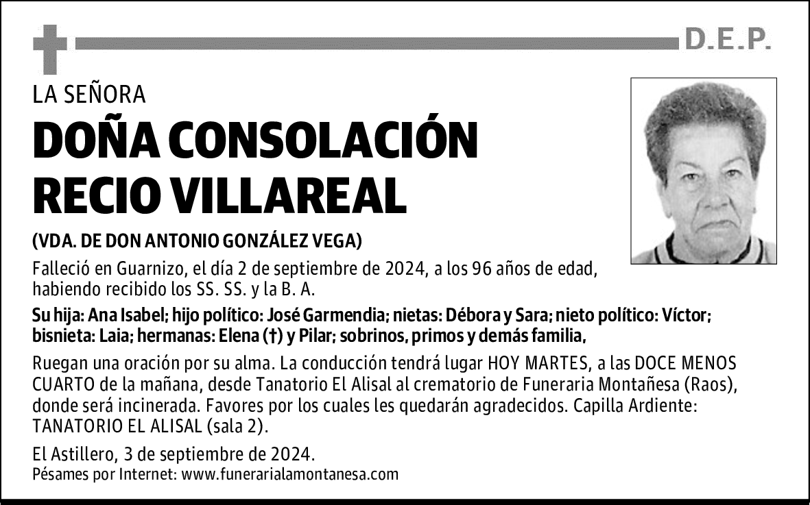 DOÑA CONSOLACIÓN RECIO VILLAREAL