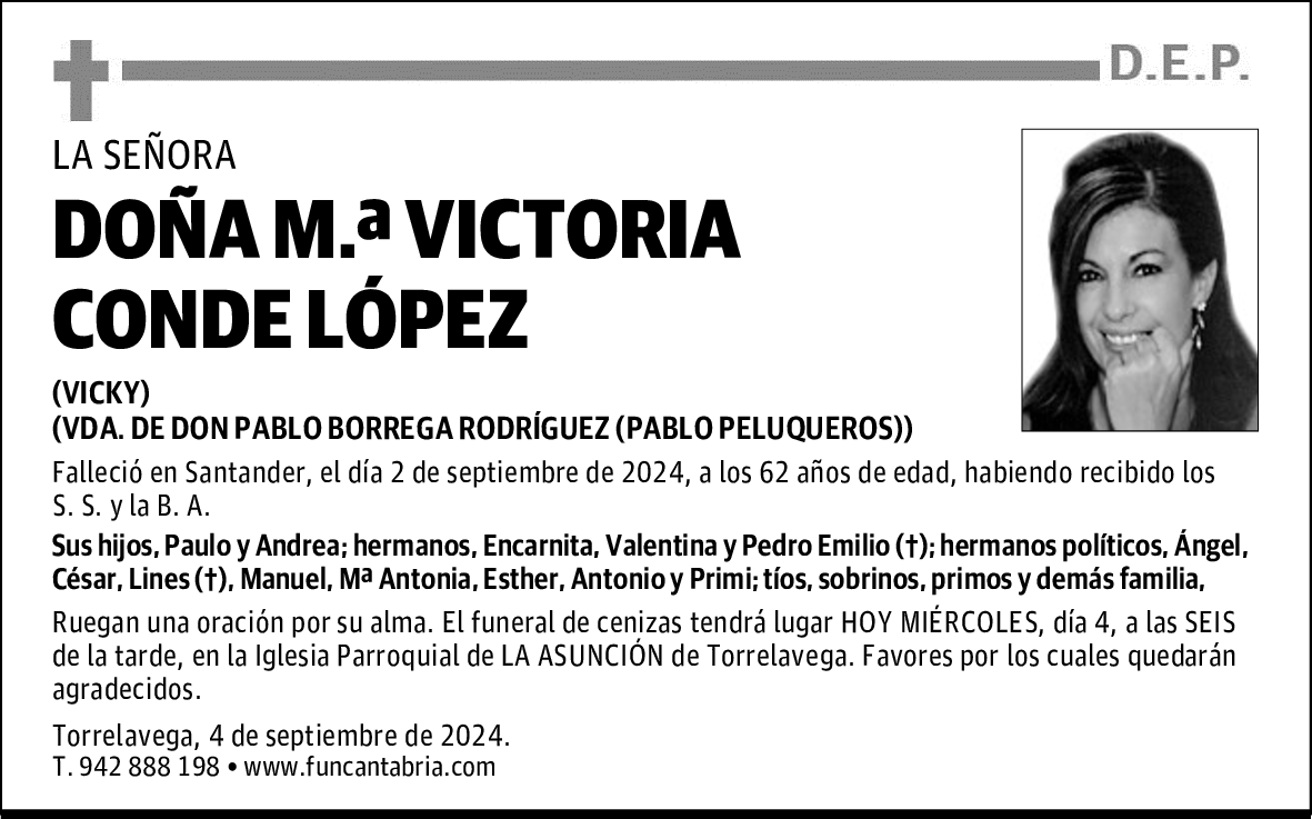 DOÑA M.ª VICTORIA CONDE LÓPEZ