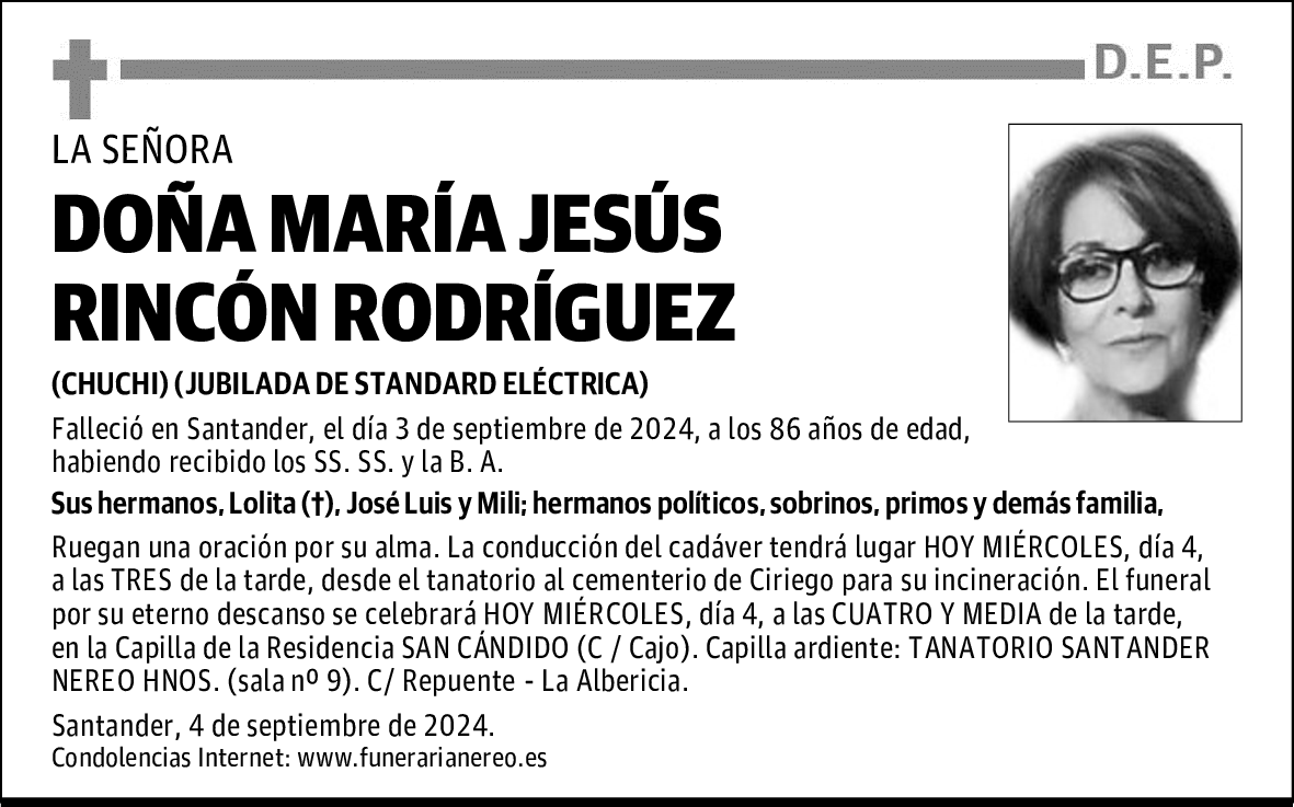 DOÑA MARÍA JESÚS RINCÓN RODRÍGUEZ