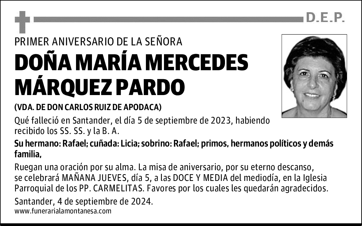 DOÑA MARÍA MERCEDES MÁRQUEZ PARDO