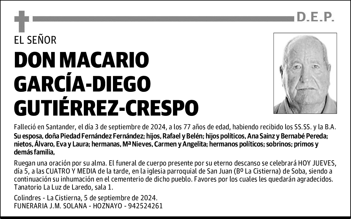 DON MACARIO GARCÍA-DIEGO GUTIÉRREZ-CRESPO