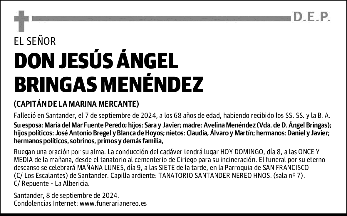 DON JESÚS ÁNGEL BRINGAS MENÉNDEZ