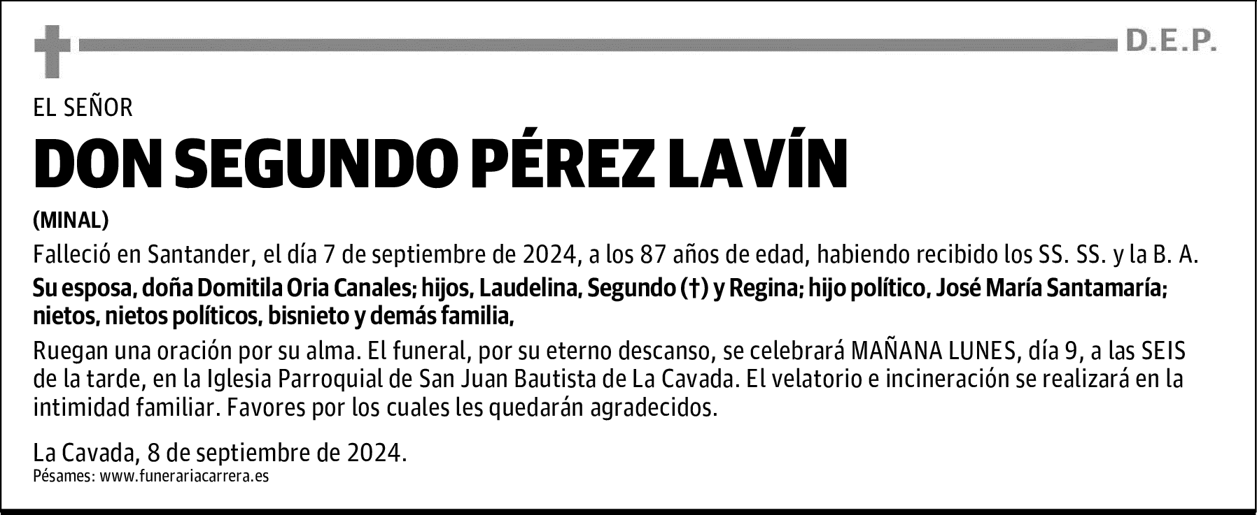 DON SEGUNDO PÉREZ LAVÍN