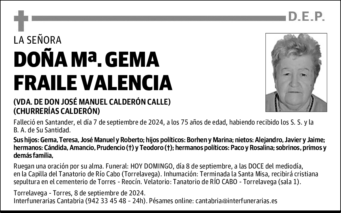 DOÑA Mª. GEMA FRAILE VALENCIA