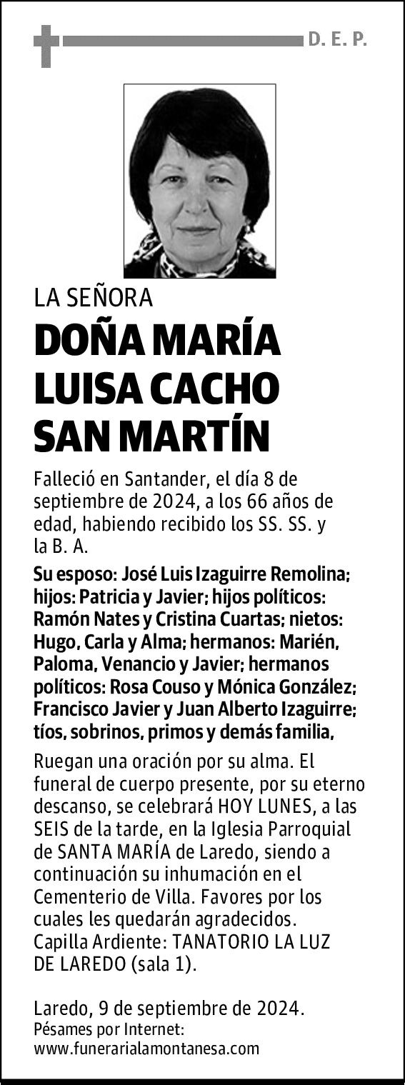 DOÑA MARÍA LUISA CACHO SAN MARTÍN