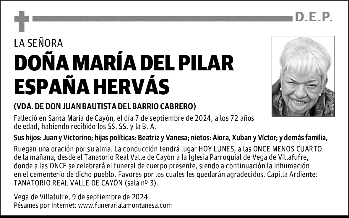 DOÑA MARÍA DEL PILAR ESPAÑA HERVÁS