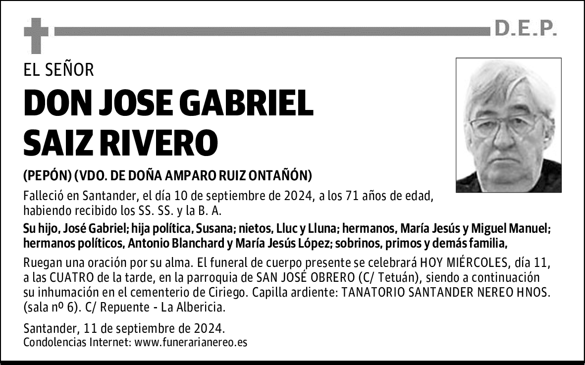 DON JOSE GABRIEL SAIZ RIVERO