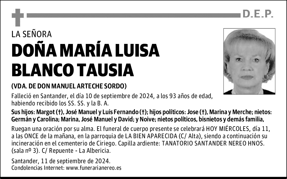 DOÑA MARÍA LUISA BLANCO TAUSIA