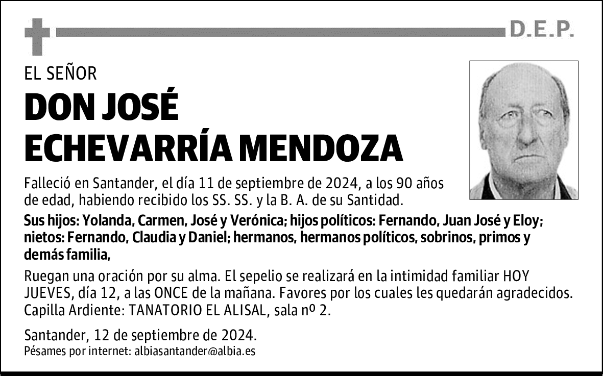 DON JOSÉ ECHEVARRÍA MENDOZA