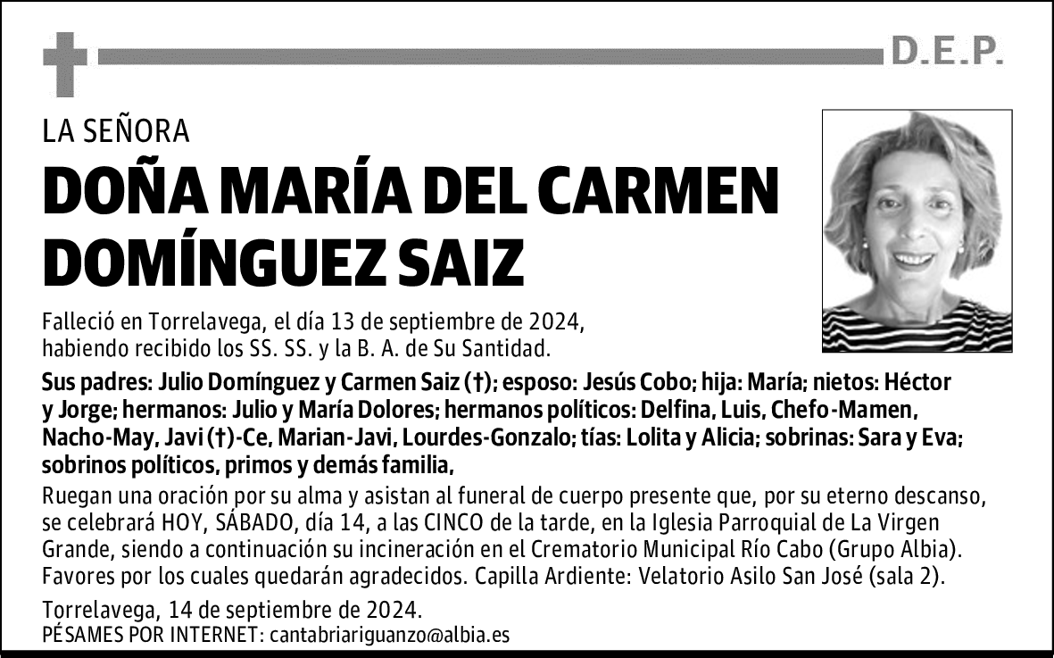 DOÑA MARÍA DEL CARMEN DOMÍNGUEZ SAIZ