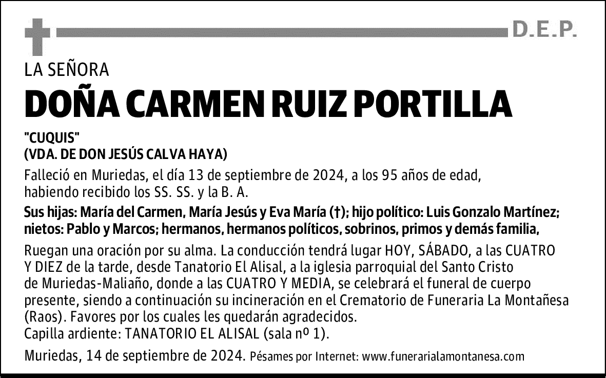 DOÑA CARMEN RUIZ PORTILLA