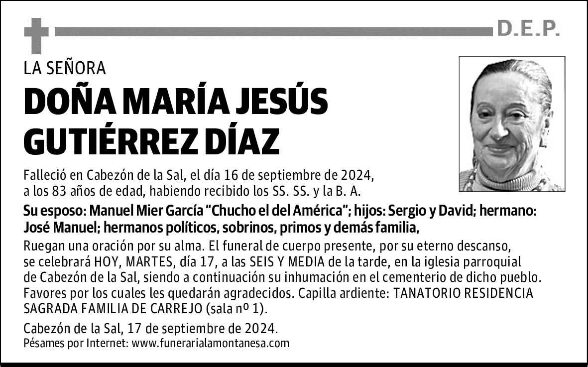 DOÑA MARÍA JESÚS GUTIÉRREZ DÍAZ