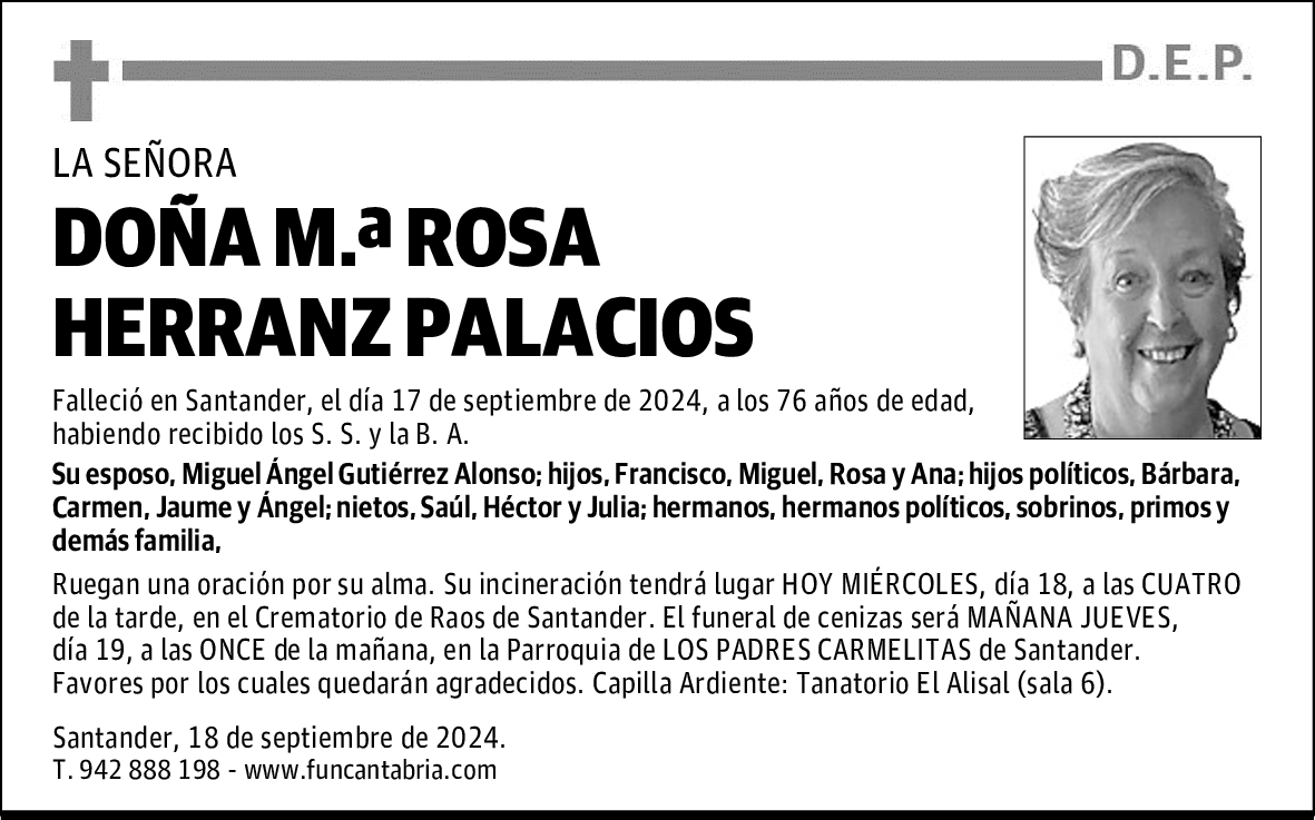 DOÑA M.ª ROSA HERRANZ PALACIOS