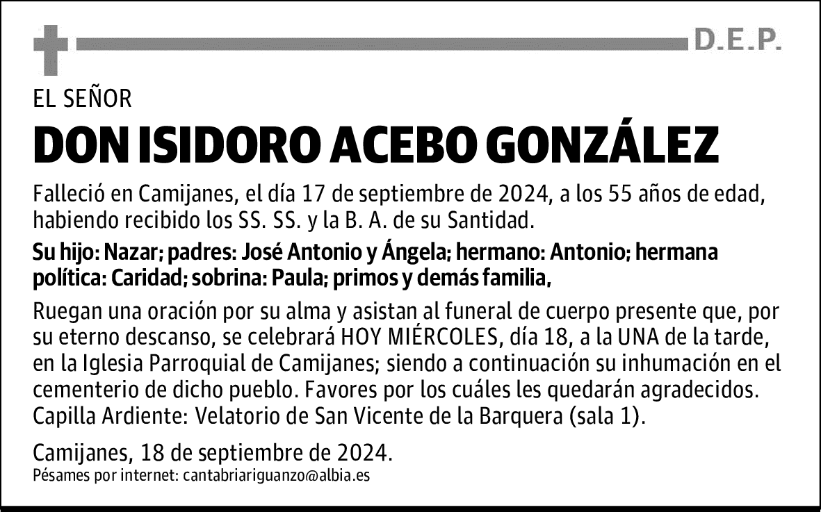 DON ISIDORO ACEBO GONZÁLEZ