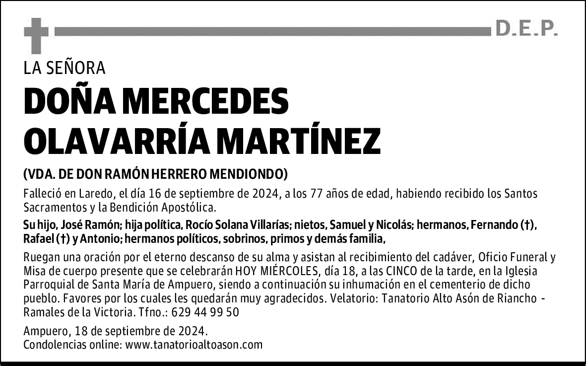DOÑA MERCEDES OLAVARRÍA MARTÍNEZ