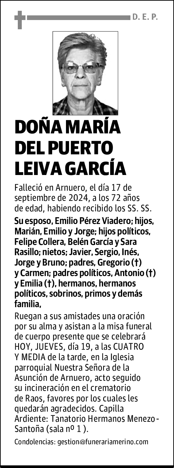 DOÑA MARÍA DEL PUERTO LEIVA GARCÍA