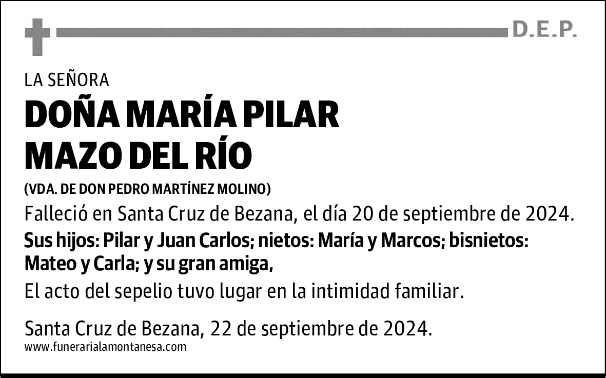 DOÑA MARÍA PILAR MAZO DEL RÍO