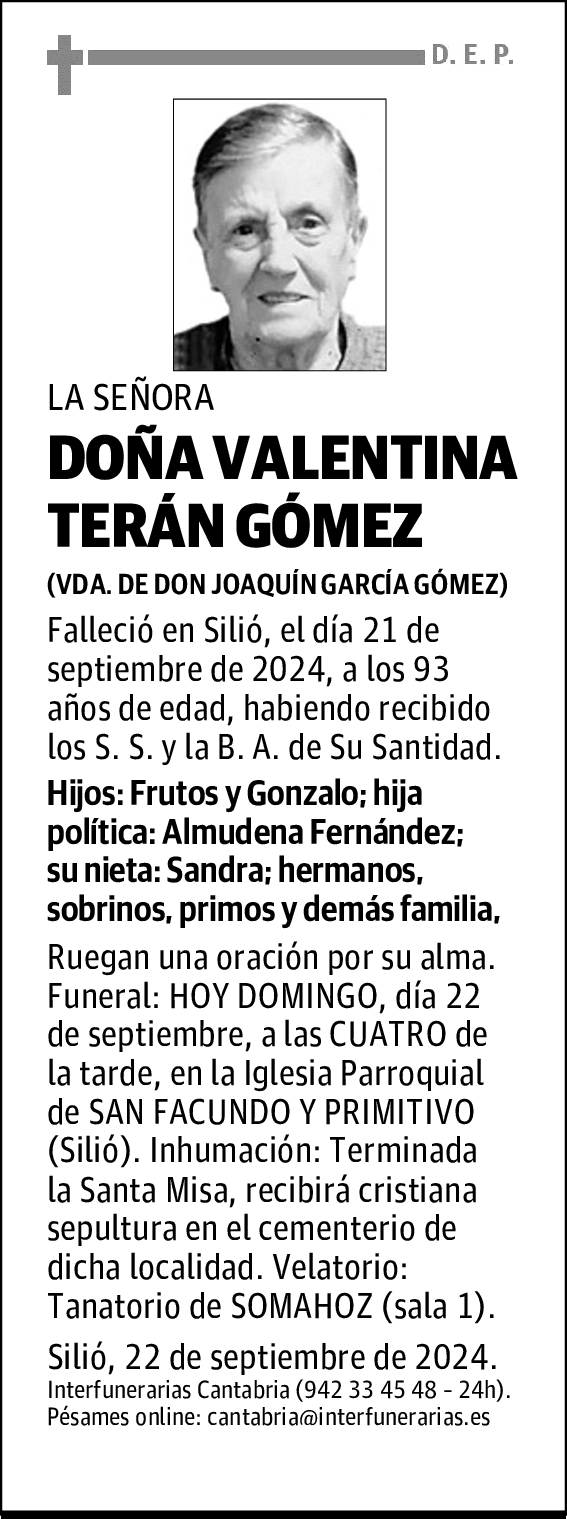 DOÑA VALENTINA TERÁN GÓMEZ