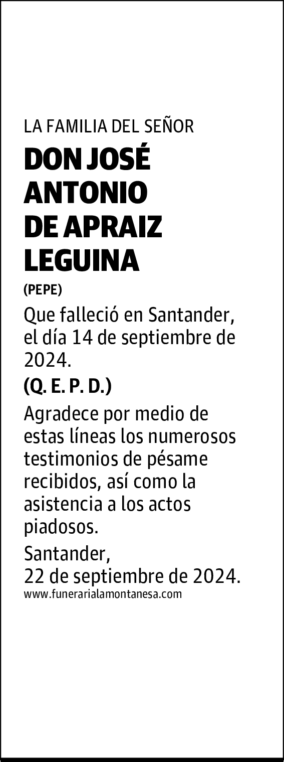 DON JOSÉ ANTONIO DE APRAIZ LEGUINA