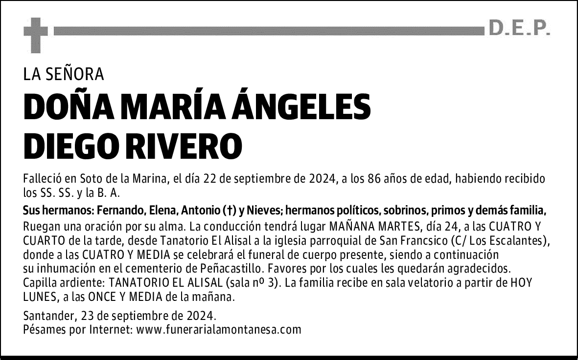 DOÑA MARÍA ÁNGELES DIEGO RIVERO