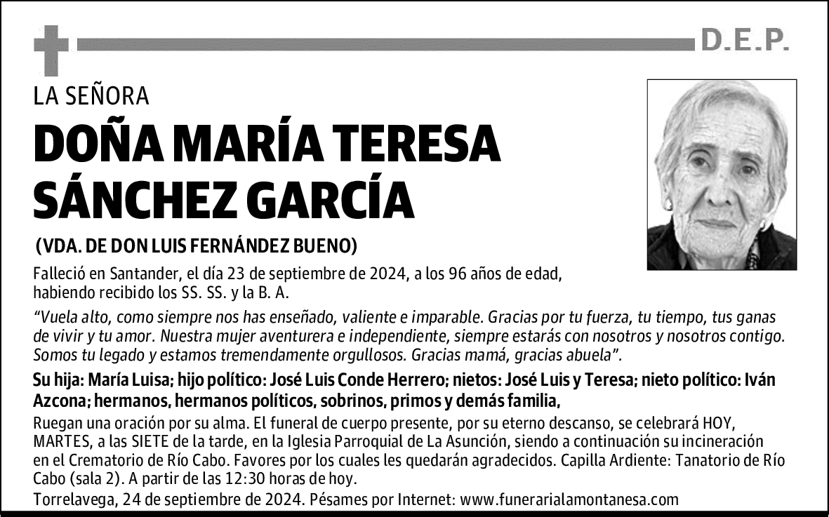 DOÑA MARÍA TERESA SÁNCHEZ GARCÍA