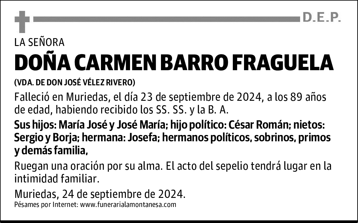 DOÑA CARMEN BARRO FRAGUELA