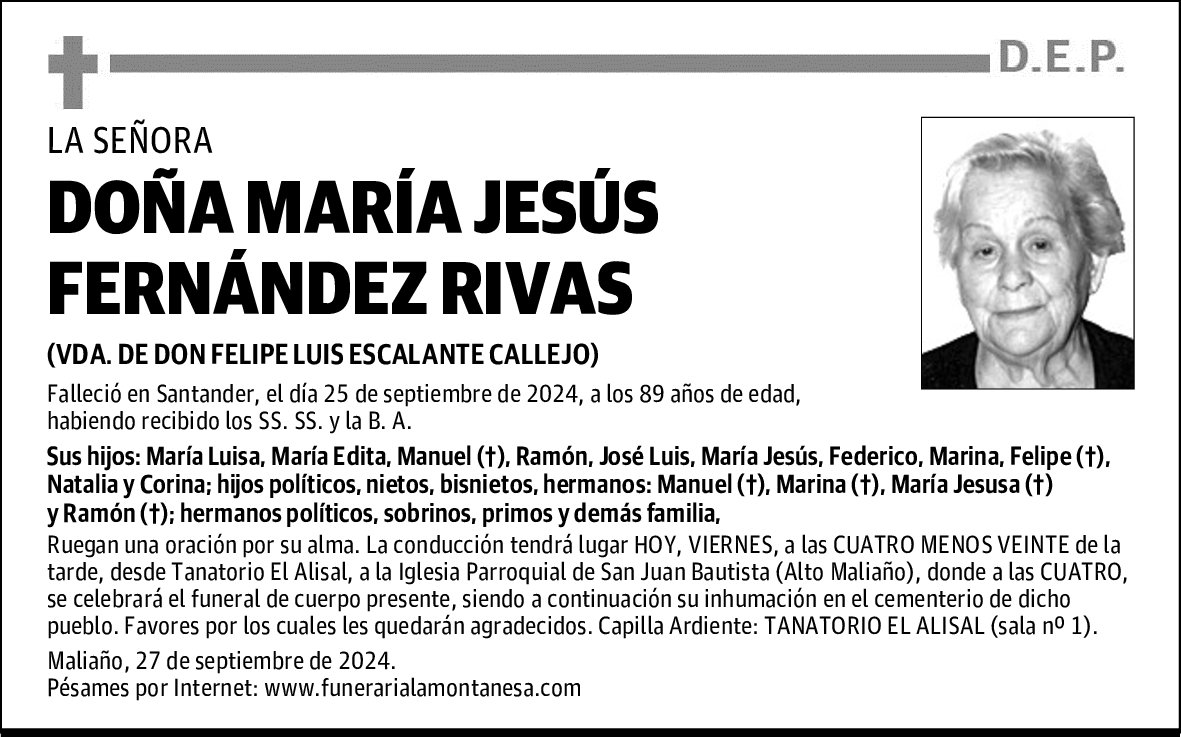 DOÑA MARÍA JESÚS FERNÁNDEZ RIVAS