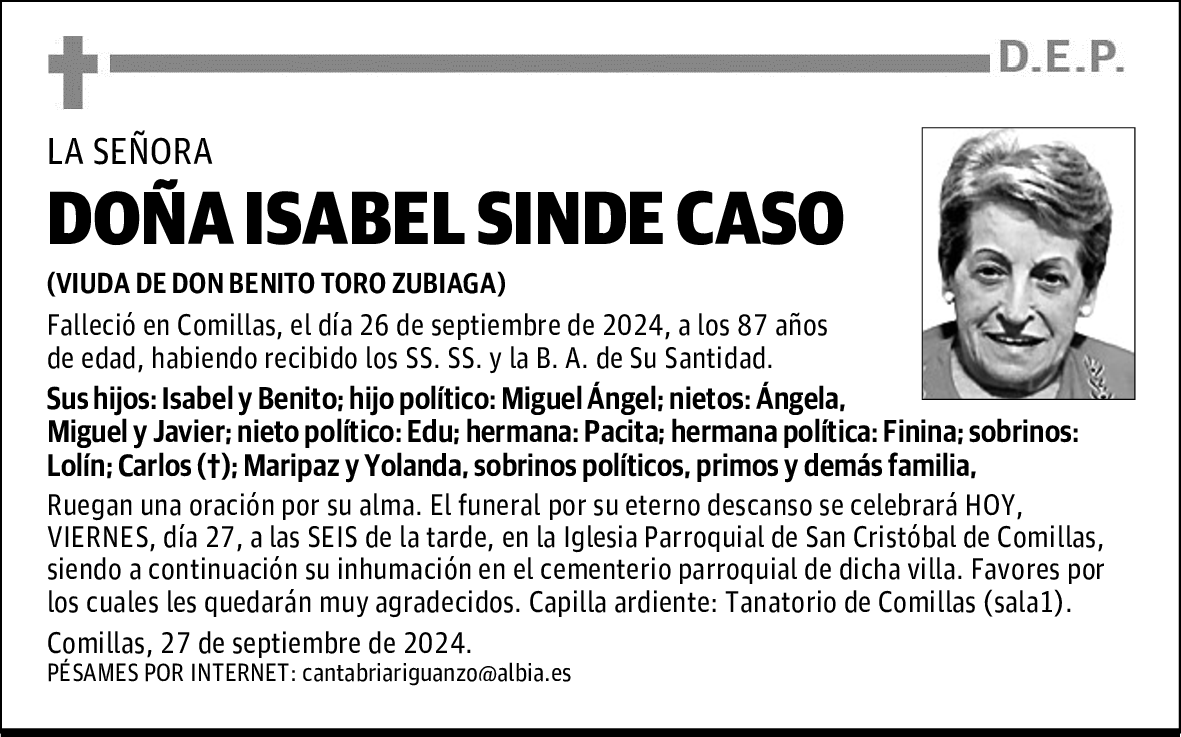 DOÑA ISABEL SINDE CASO