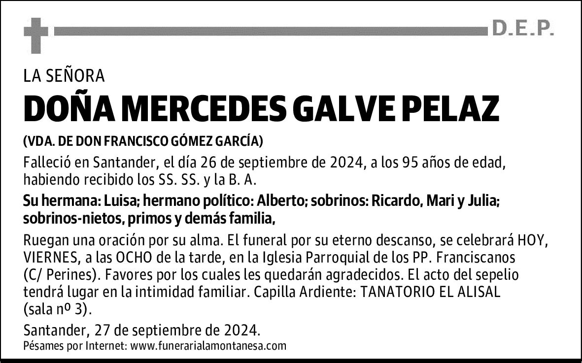 DOÑA MERCEDES GALVE PELAZ