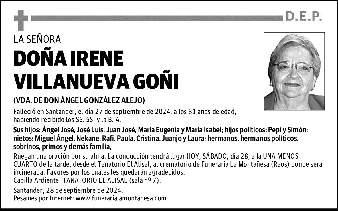 DOÑA IRENE VILLANUEVA GOÑI