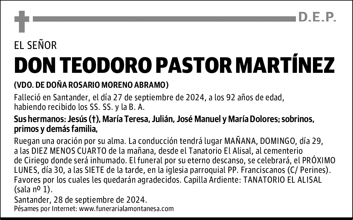 DON TEODORO PASTOR MARTÍNEZ