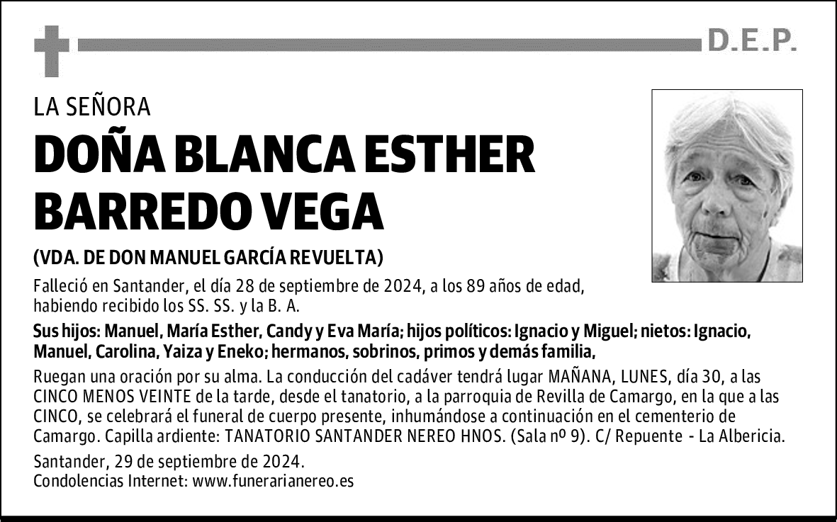 DOÑA BLANCA ESTHER BARREDO VEGA