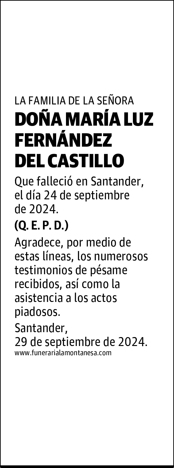 DOÑA MARÍA LUZ FERNÁNDEZ DEL CASTILLO