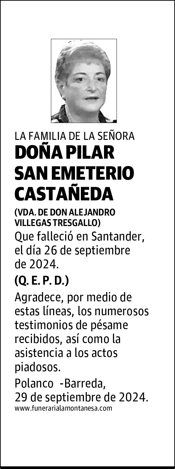 DOÑA PILAR SAN EMETERIO CASTAÑEDA