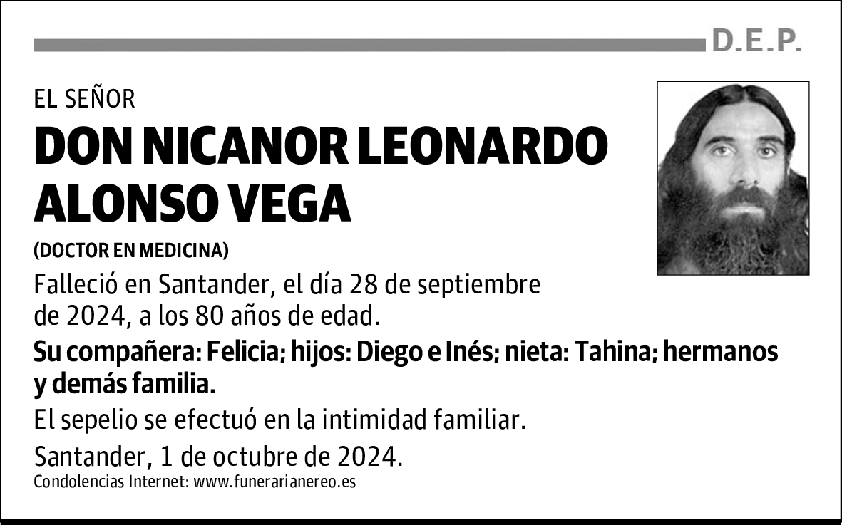 DON NICANOR LEONARDO ALONSO VEGA