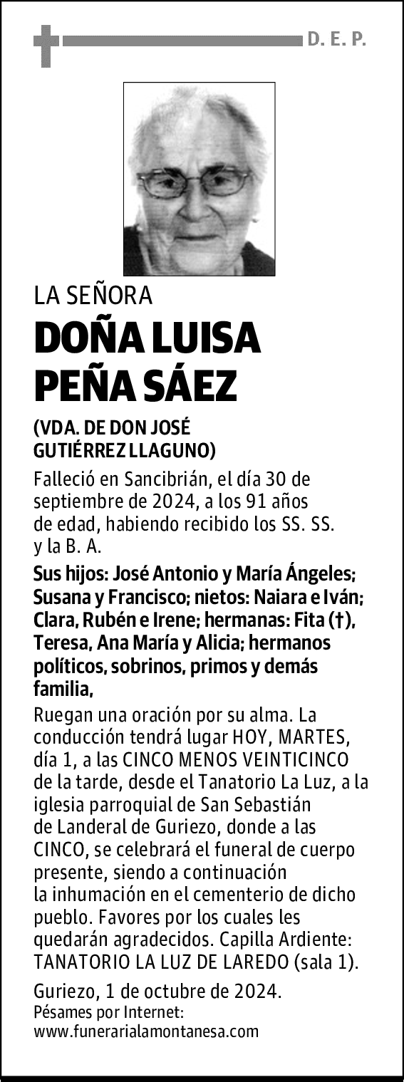 DOÑA LUISA PEÑA SÁEZ