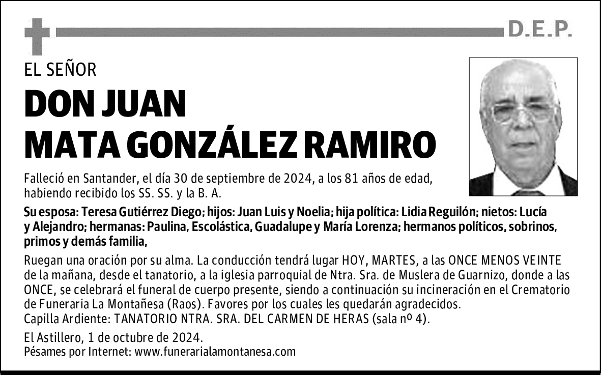 DON JUAN MATA GONZÁLEZ RAMIRO
