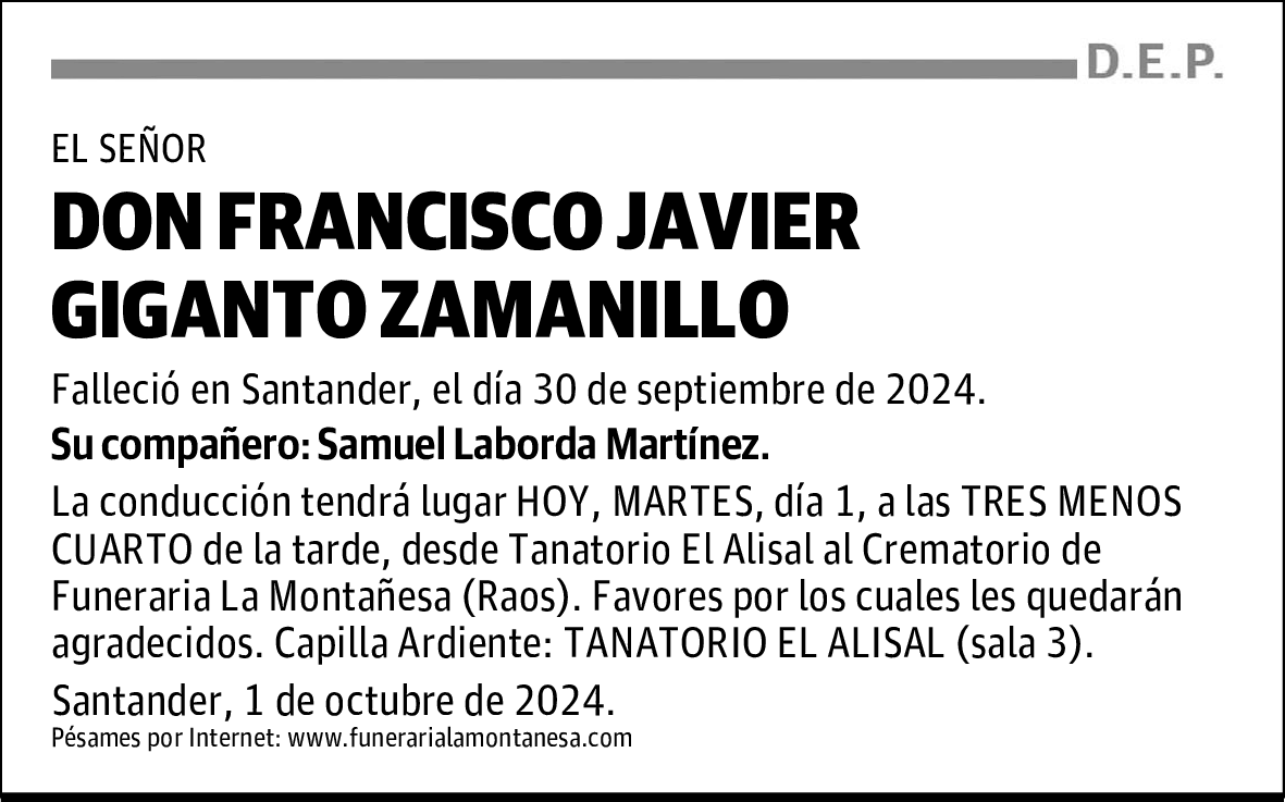 DON FRANCISCO JAVIER GIGANTO ZAMANILLO
