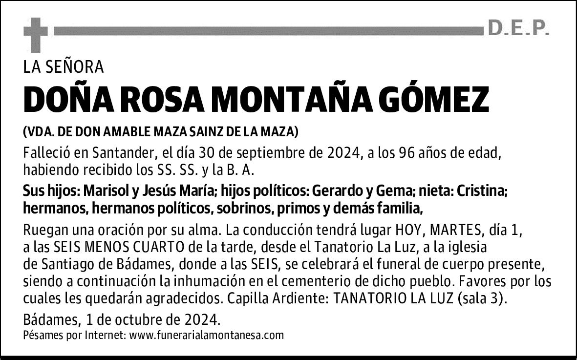 DOÑA ROSA MONTAÑA GÓMEZ