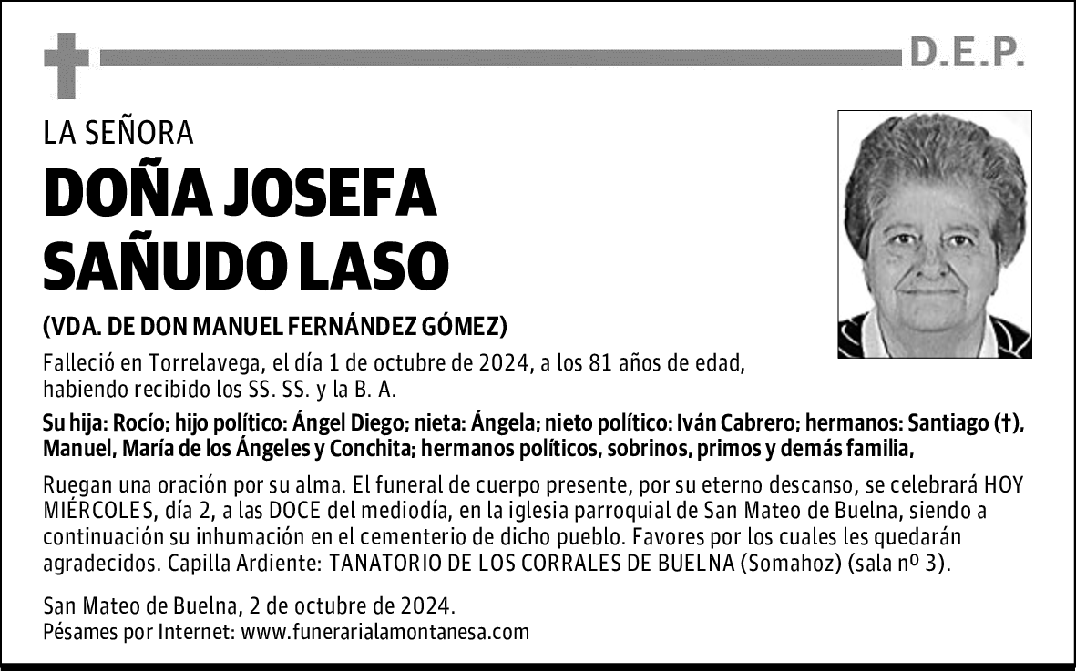 DOÑA JOSEFA SAÑUDO LASO