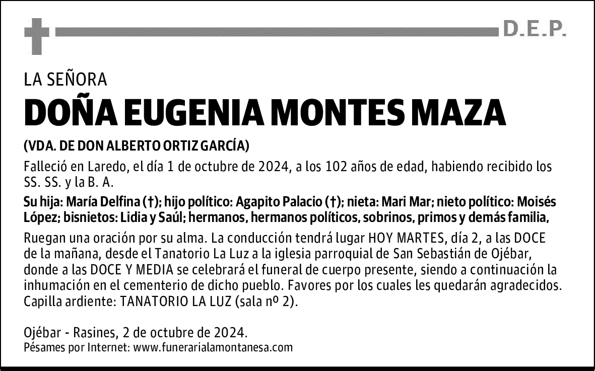 DOÑA EUGENIA MONTES MAZA