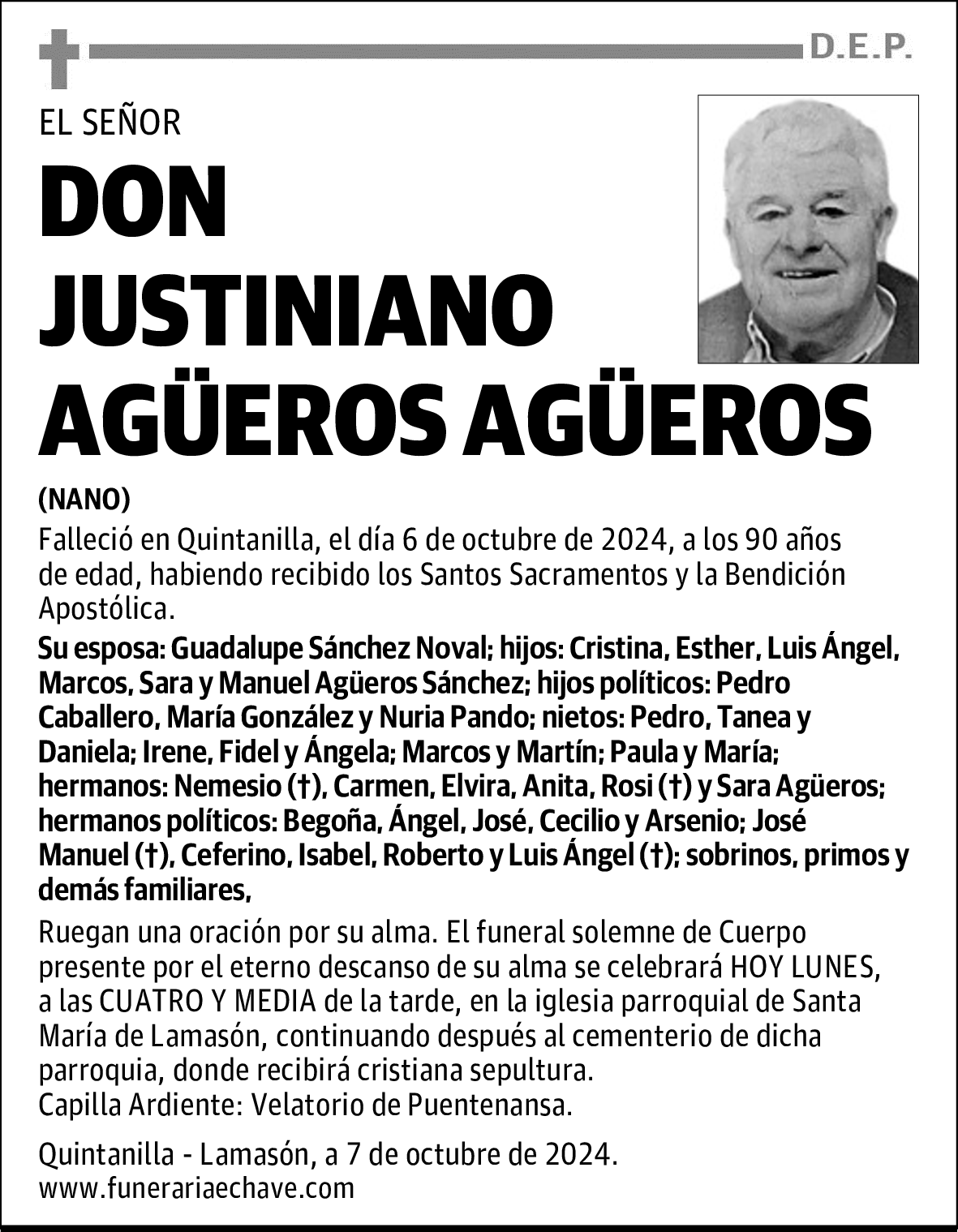 DON JUSTINIANO AGÜEROS AGÜEROS