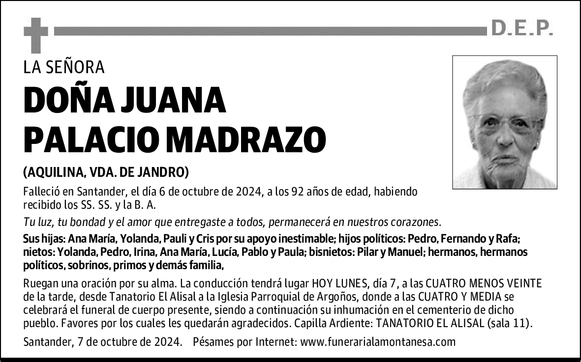 DOÑA JUANA PALACIO MADRAZO